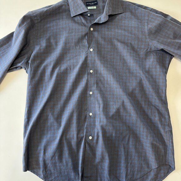 Peter Millar Collection Flex Finish Shirt Mens XL Blue Plaid MSRP $248 - Picture 2 of 6